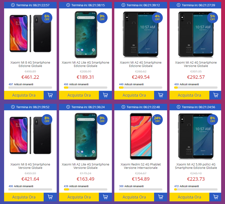 Xiaomi Mi A2, Xiaomi Mi A2 Lite, Xiaomi Mi 8 Global in offerta su gearbest