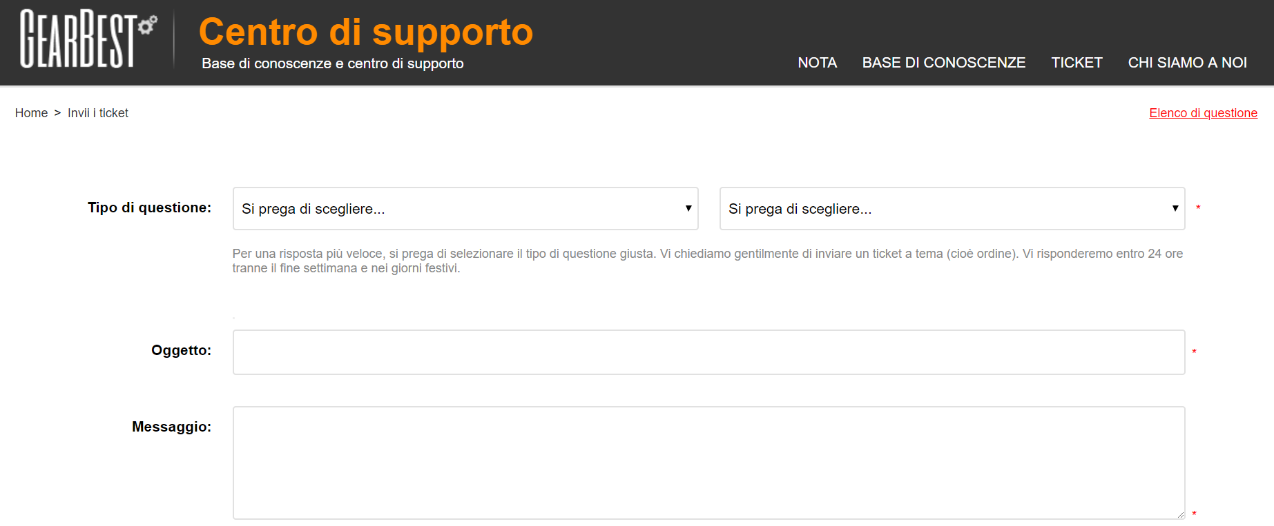 Gearbest ticket per il rimborso