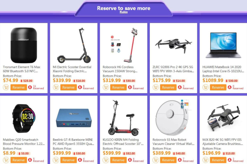 GeekBuying Reserve To Save More