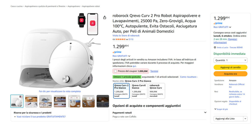 Roborock Qrevo Curv 2 Pro Amazon