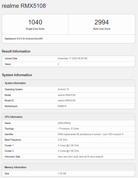 realme geekbench