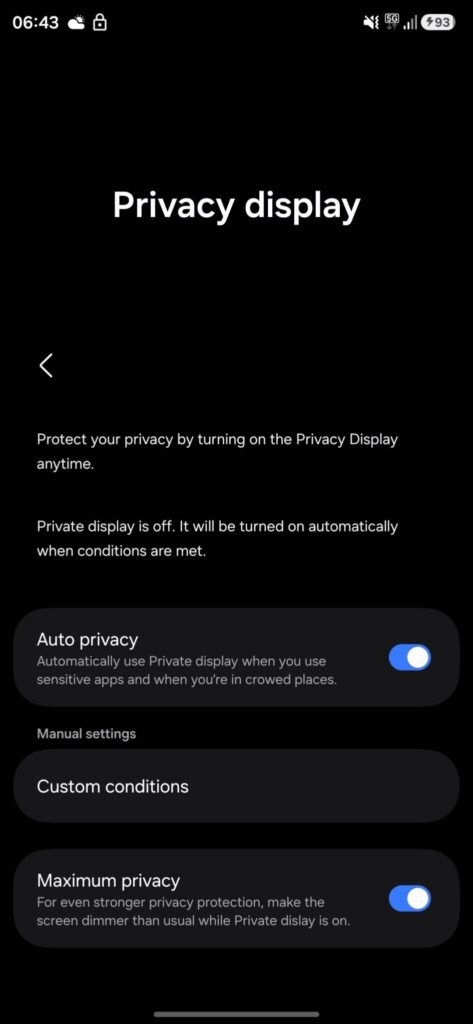 Samsung Galaxy S26 Ultra Privacy Display
