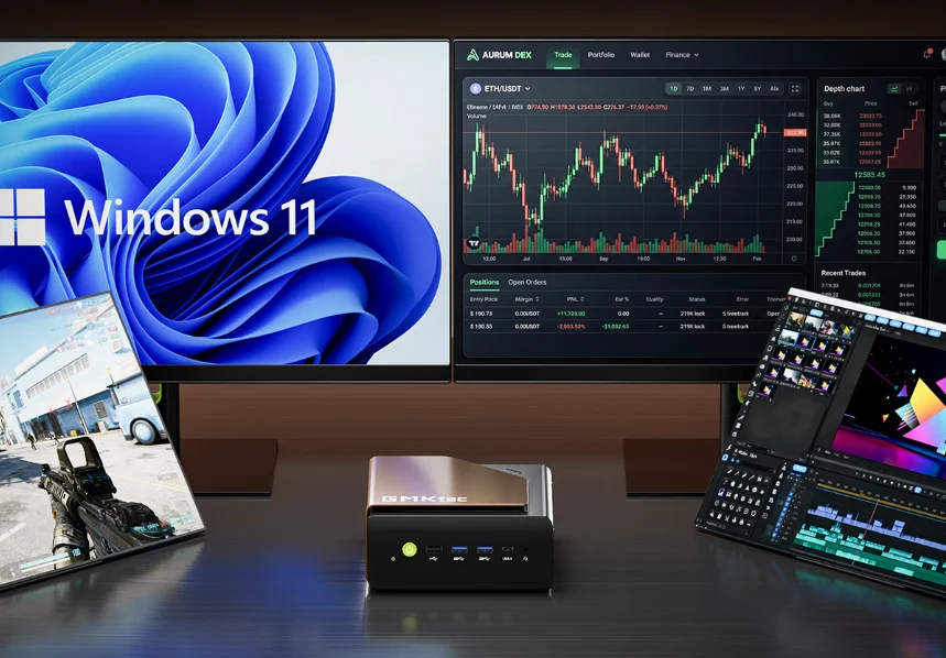 GMKtec Evo T2S connettività porte USB4 10GbE Wi-Fi 7