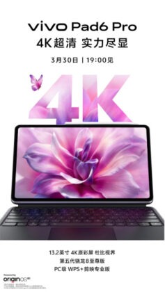 Vivo Pad 6 Pro poster ufficiale con specifiche e data di lancio 30 marzo
