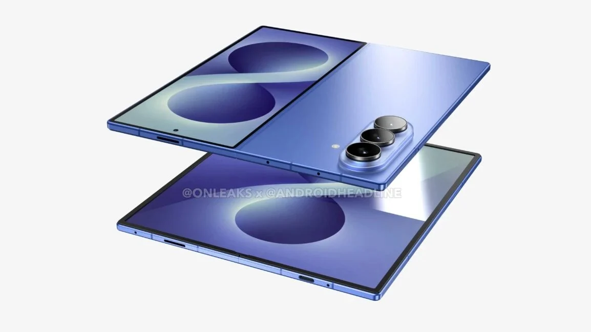 Samsung Galaxy Z Fold 8 render CAD fronte