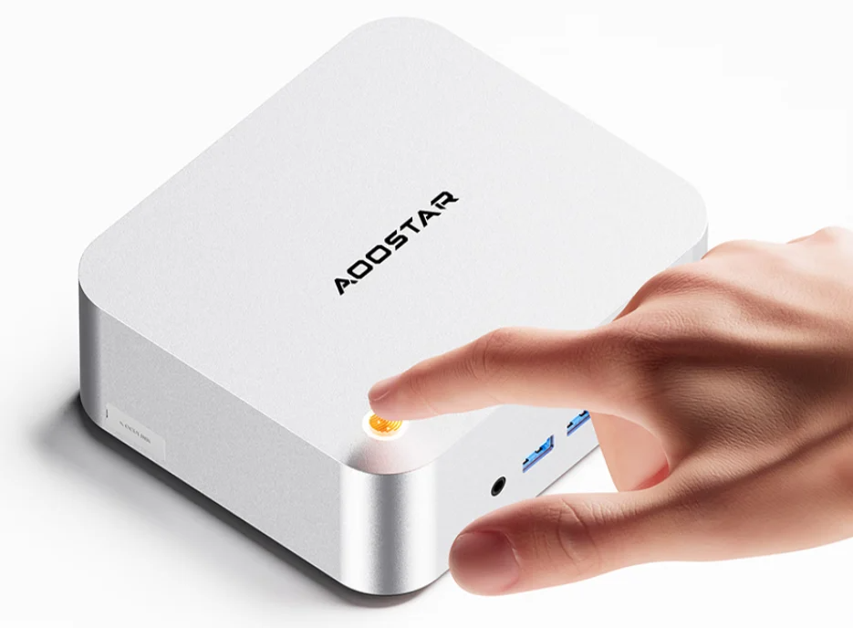 Aoostar MACO 470 mini PC, chassis alluminio CNC con sensore impronte digitali