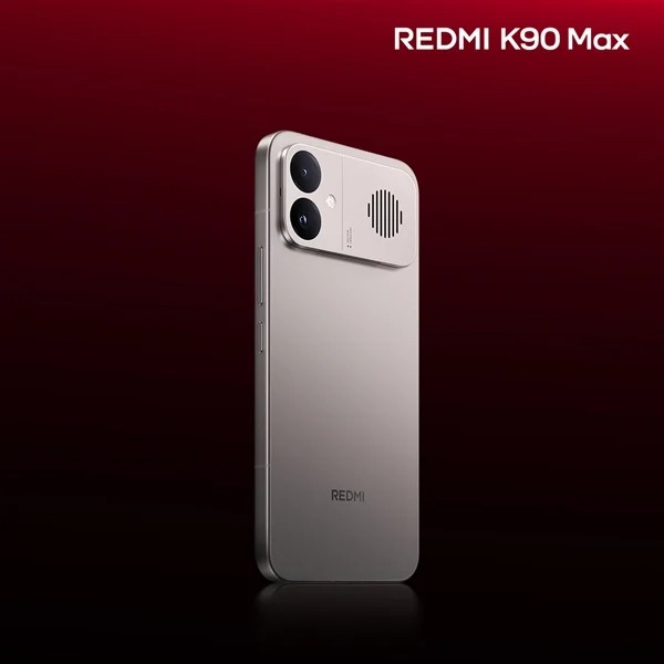 Redmi K90 Max in colorazione Space Silver visto dal retro