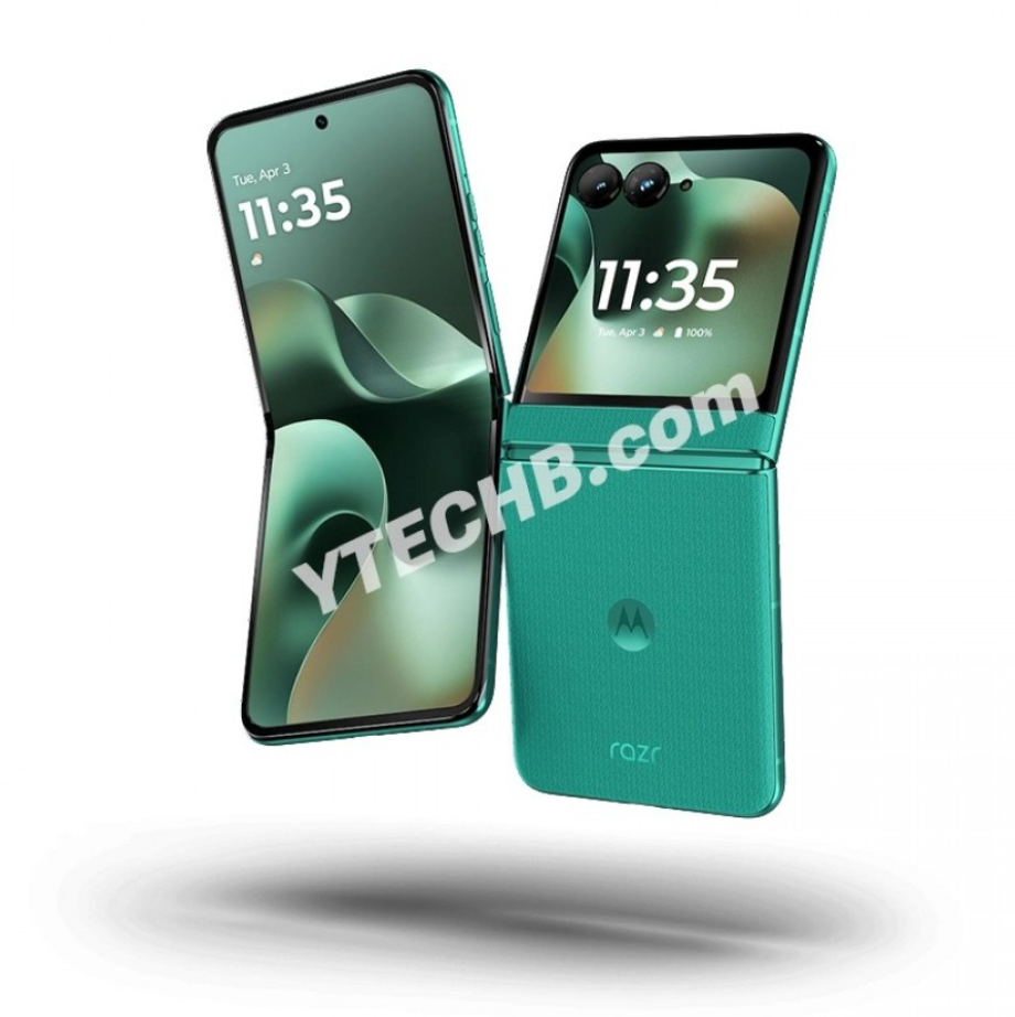 Render del Motorola Razr 70 in una colorazione Pantone, vista frontale