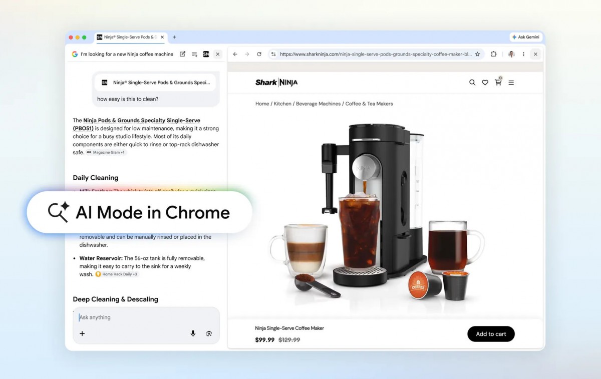 Google's AI Mode in Chrome now opens links side by side in the same tab