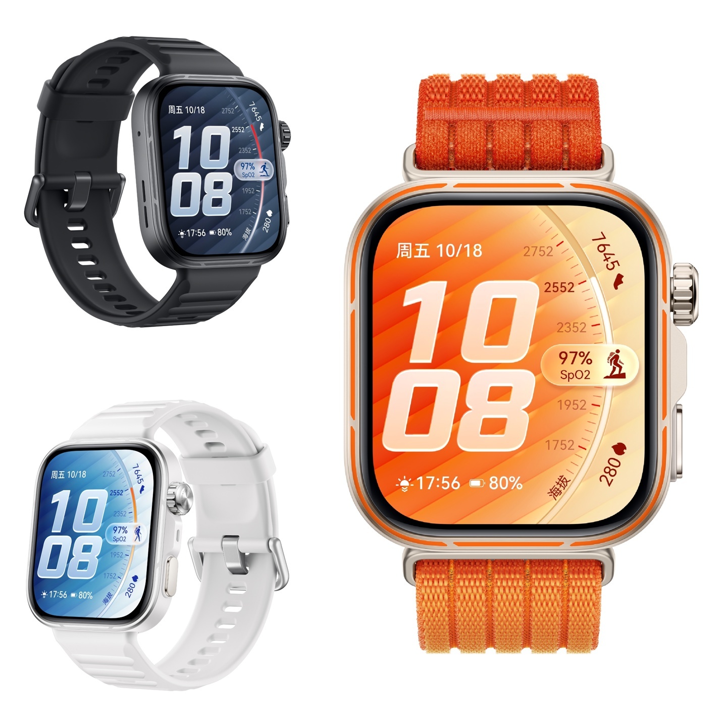 何刚晒华为 WATCH FIT 5 Pro 手表真机:四边等宽方屏设计、黑白橙三色,明日亮相