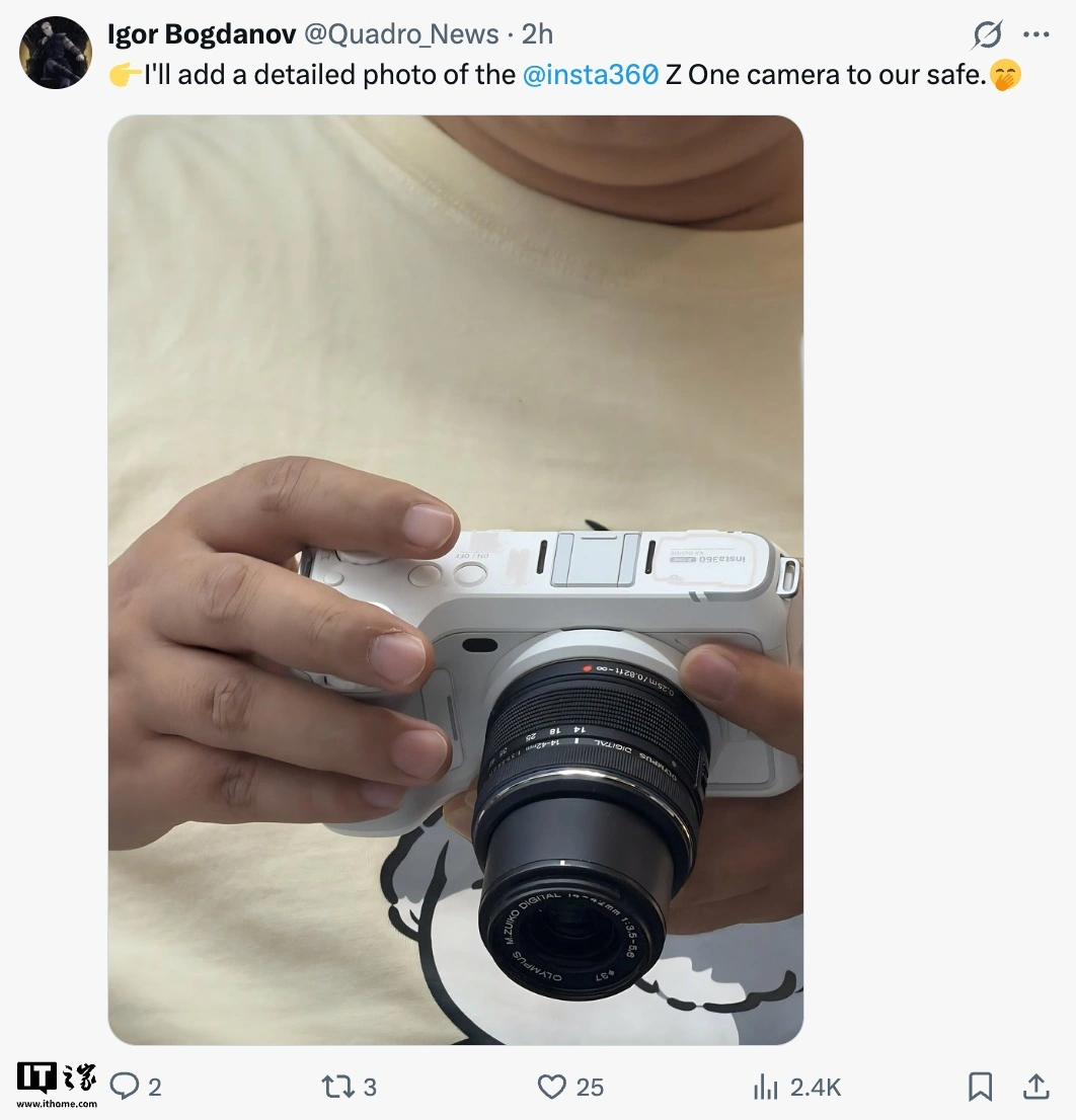 影石 Insta360 首款可换镜头数码相机 Z-ONE 外观谍照曝光，采用 M43 卡口