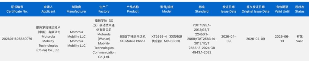 Motorola Razr 70 Ultra bags an important certification before launch