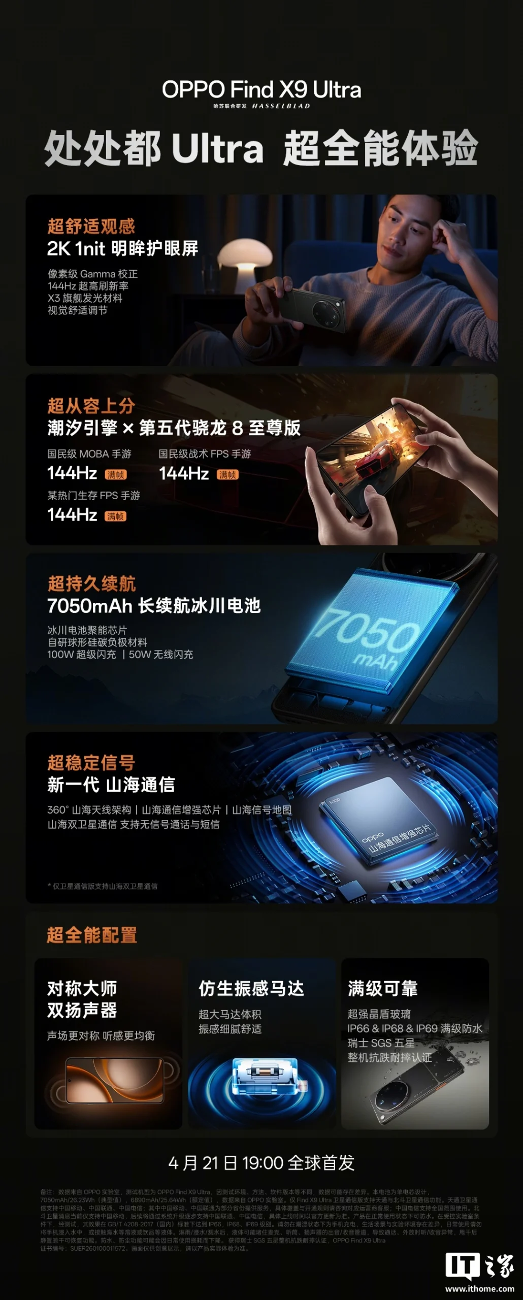 OPPO Find X9 Ultra 新机核心亮点公布：2K 1nit 明眸护眼屏、7050mAh 冰川电池，4 月 21 日首发