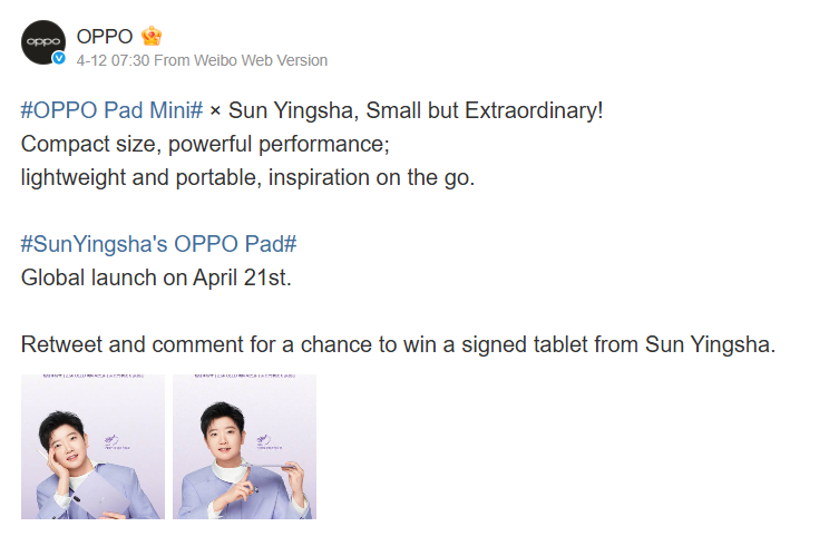Oppo Pad Mini Launch Confirmed for April 21: OLED, 144Hz Display, Snapdragon 8 Gen 5