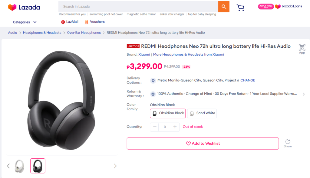 Redmi Headphones Neo screenshot articolo