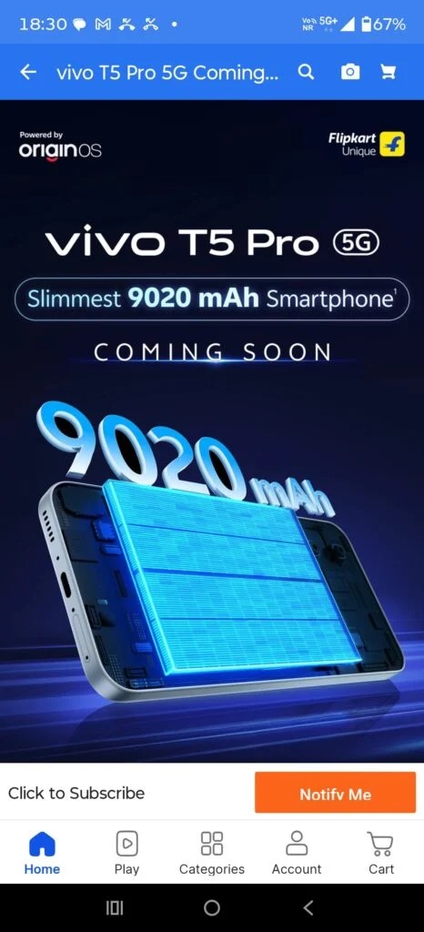 Teaser vivo T5 Pro con batteria da 9020mAh