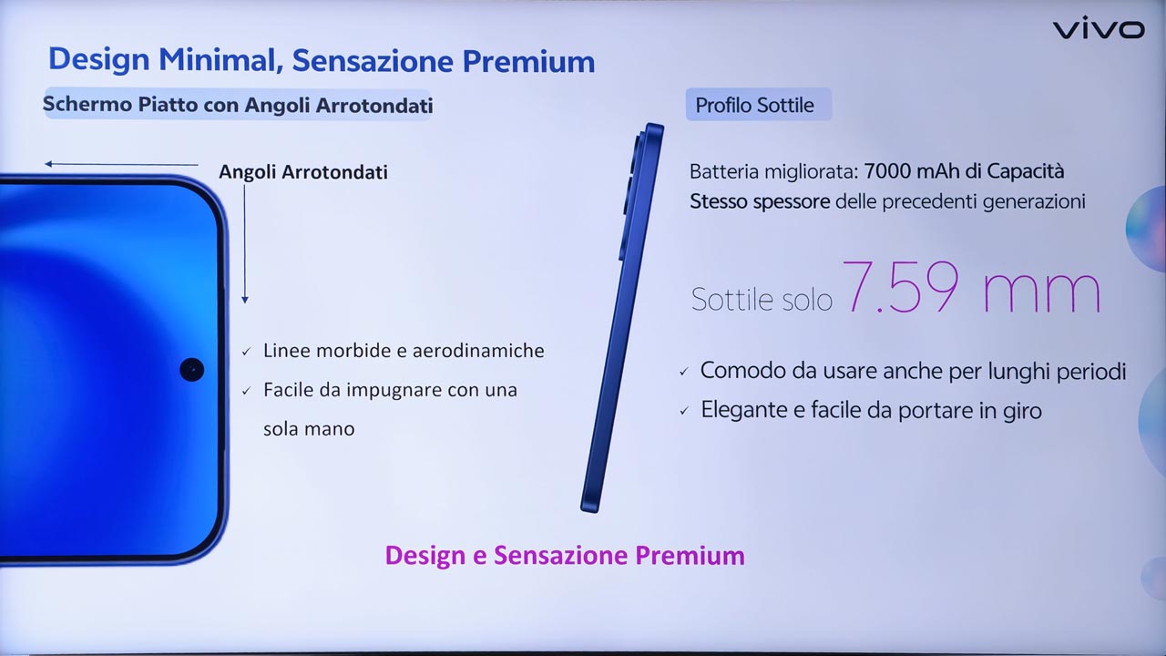 vivo V70 FE materiali e design