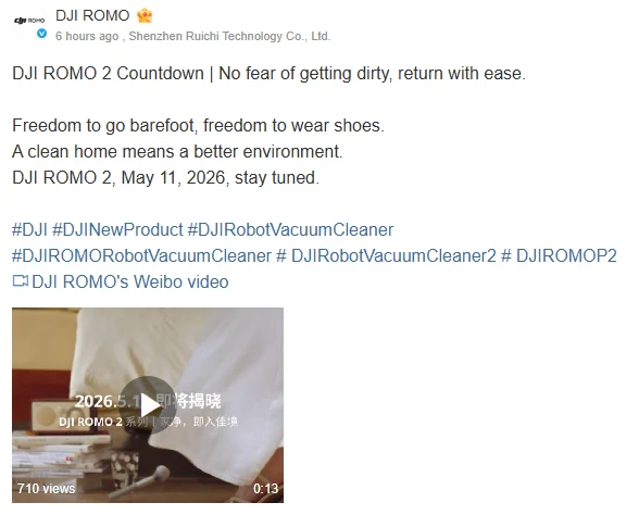 DJI ROMO 2 robot aspirapolvere screenshot articolo