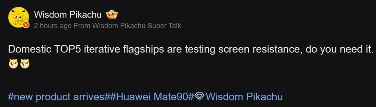 Huawei Mate 90 screen tech leak
