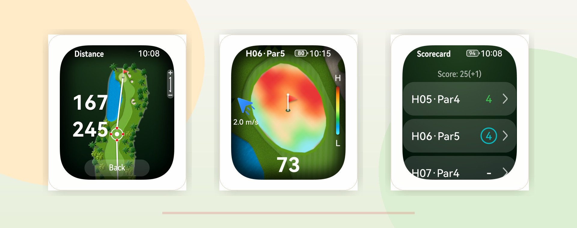 Schermate golf Huawei Watch Fit 5 Pro