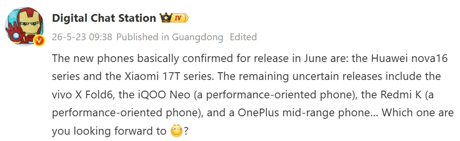 iQOO 16 to pack Snapdragon 8 Elite Gen 6 Pro and 8,500mAh battery