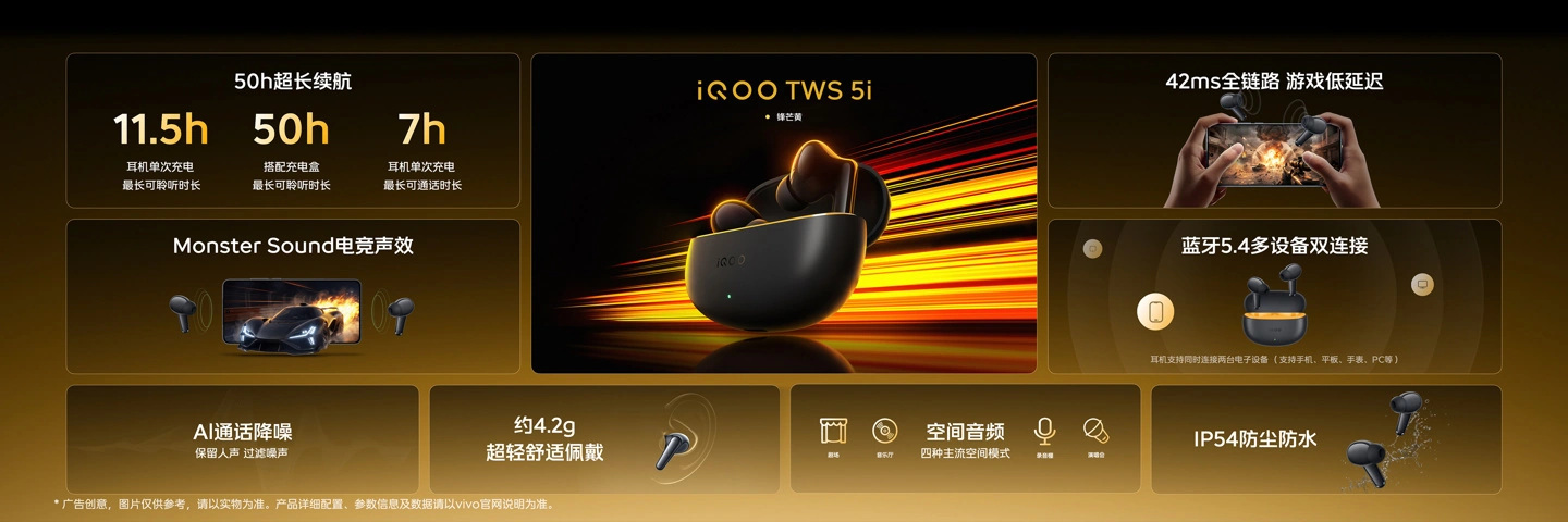 iQOO TWS 5i 真无线耳机发布:42ms 低延迟,售价 119 元