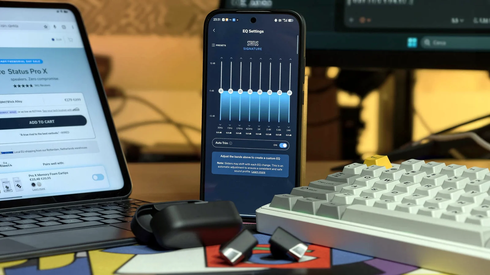 Equalizzatore a 8 bande nella app Status Hub per Status Audio Pro X