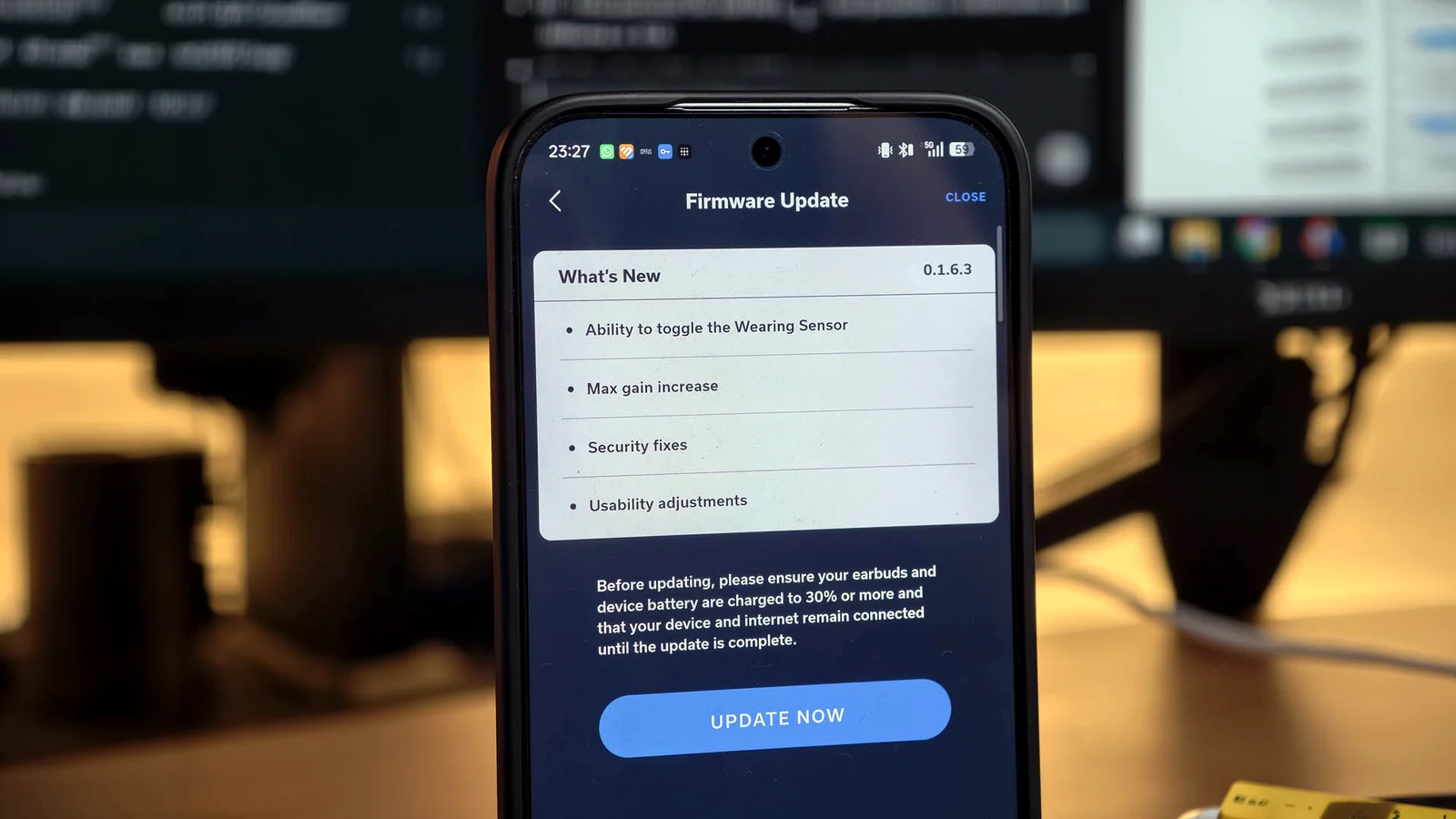 Aggiornamento firmware 0.1.6.3 per Status Audio Pro X nella app Status Hub