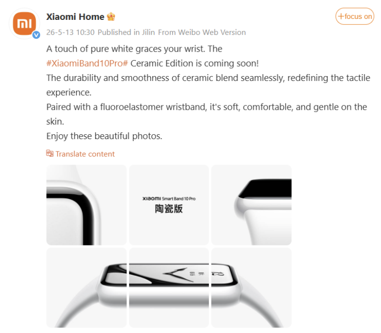 Xiaomi Band 10 Pro Ceramic Edition