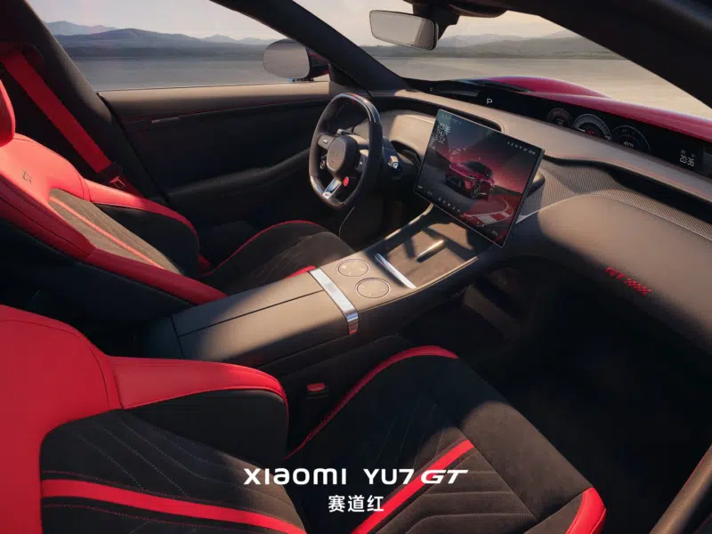 Crimson Red Xiaomi YU7 GT vs Tesla Plaid: official images