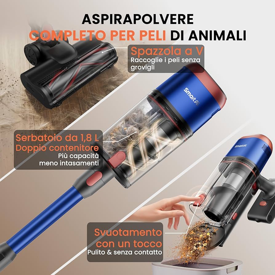 SmartAI V15 Ultra con accessori per la pulizia domestica