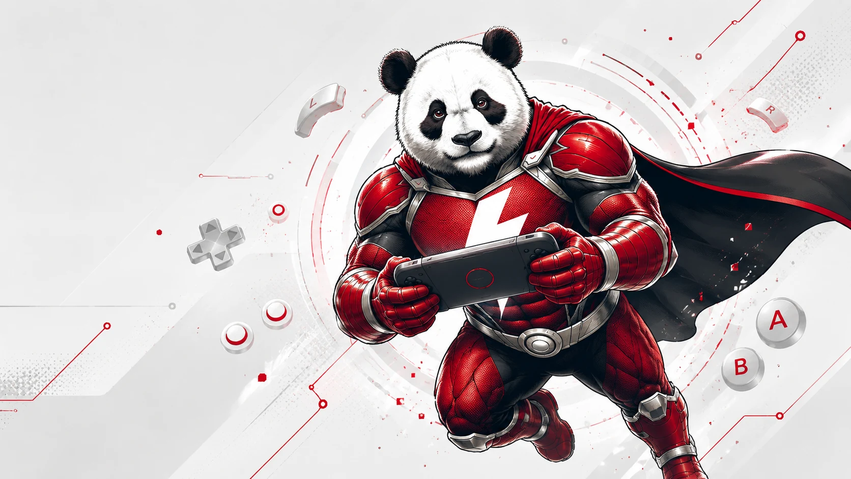 Mascotte ChinaSmartBuy con handheld e controller per la categoria Videogiochi