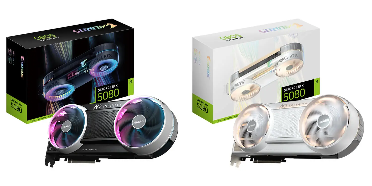 技嘉发布 40 周年纪念 AORUS RTX 5080 INFINITY 系列显卡,含 WOOD 木纹版