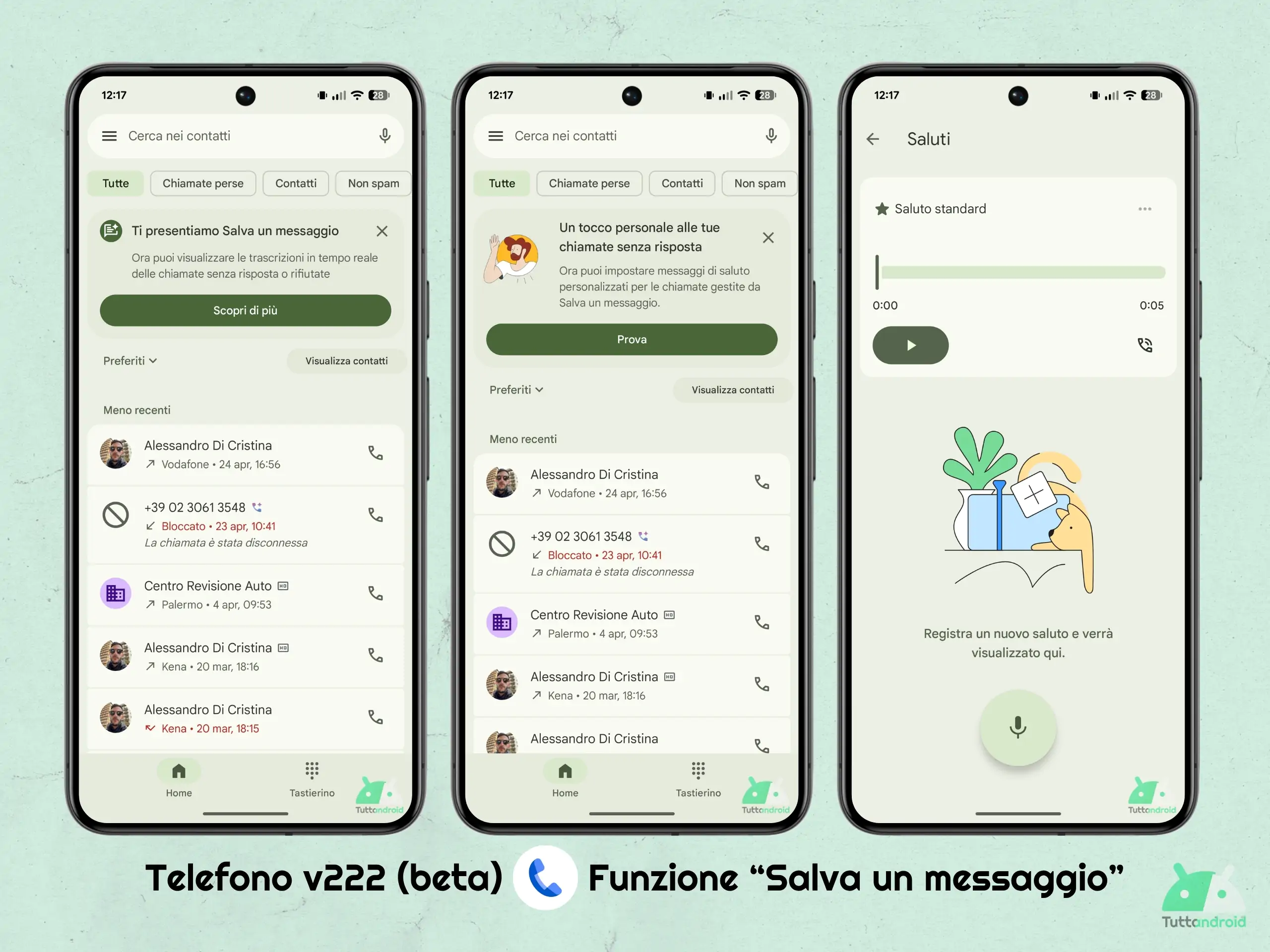 Google Telefono v222 beta - Google Pixel 8 Pro - Salva un messaggio