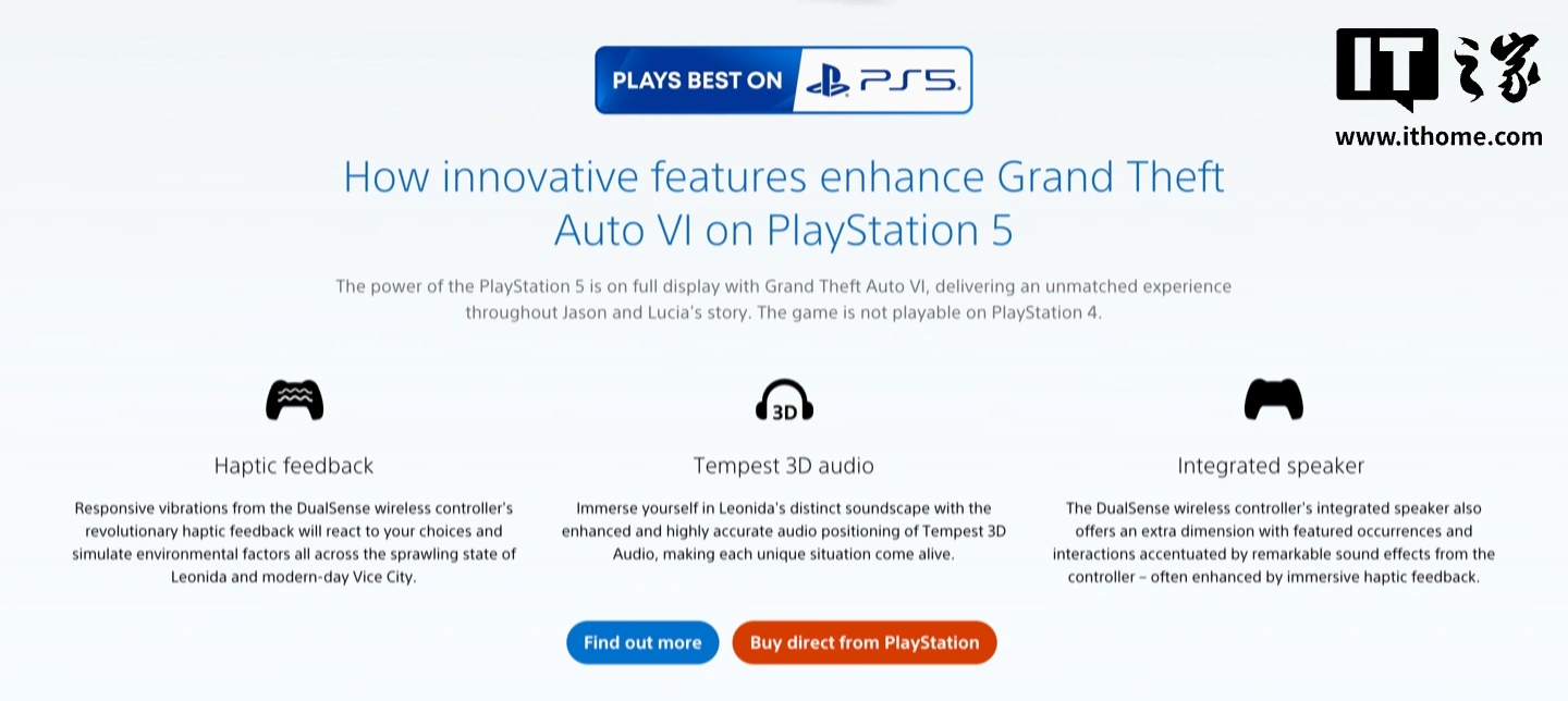 GTA 6 su PS5: la pagina PSN conferma supporto a DualSense e Tempest 3D