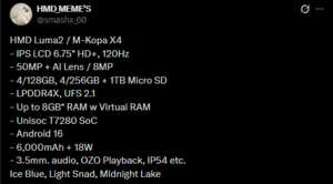HMD Luma2 si nei primi render screenshot articolo
