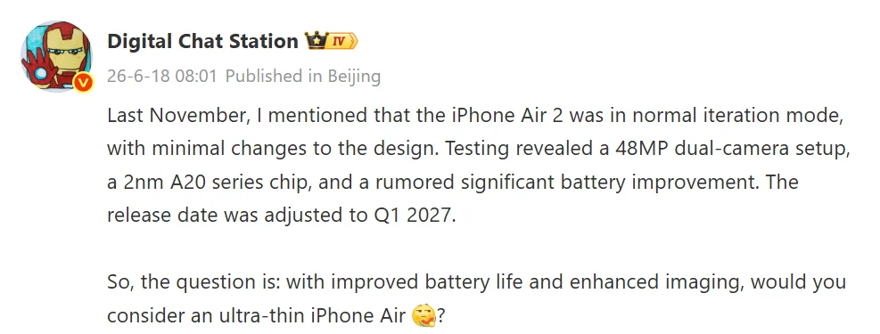 iPhone Air 2 may be worth the wait as