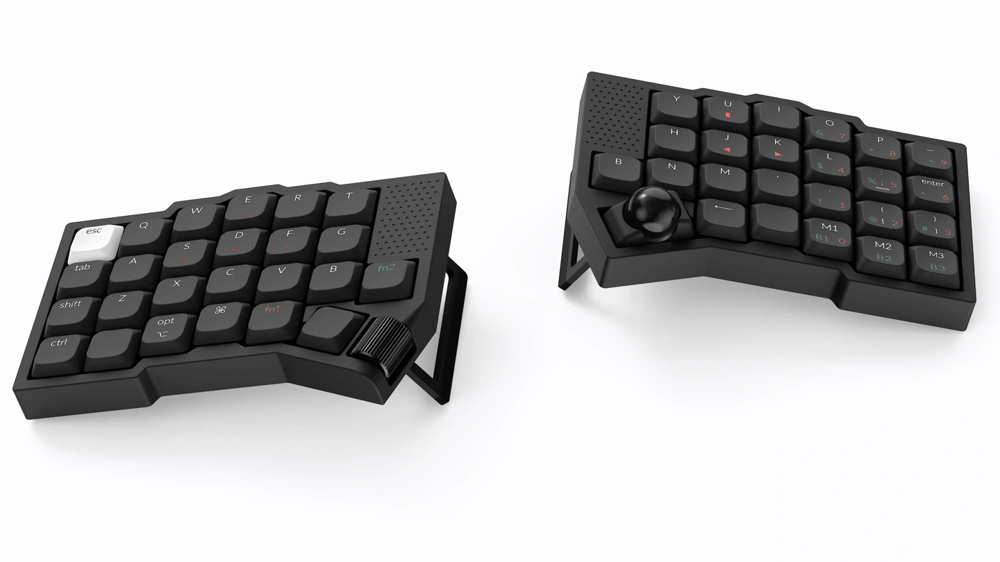 Keychron 首款轨迹球鼠标 T1 HE、轨迹球分体键盘 Orca echo 亮相