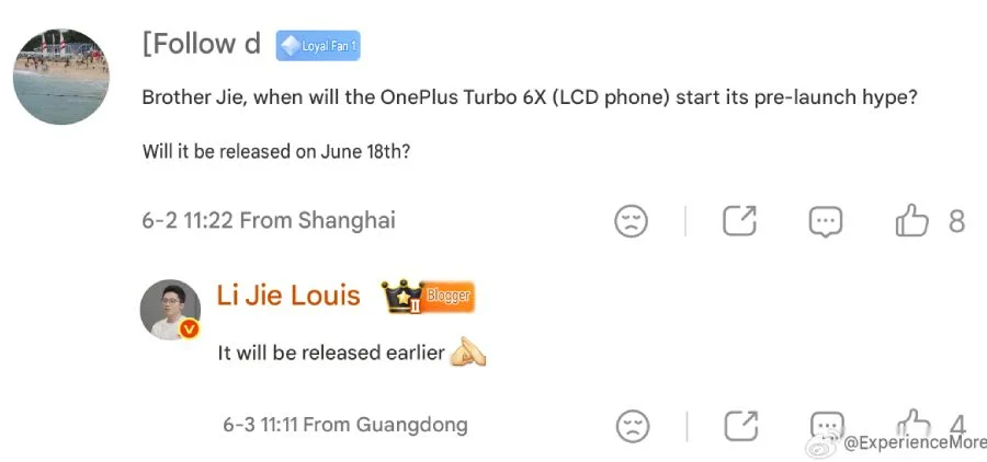 OnePlus Turbo 6x Launch timeline leak