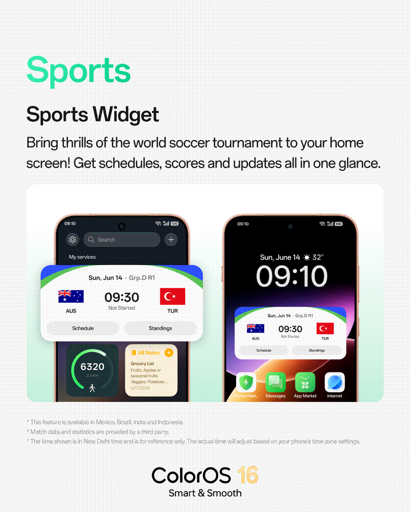 Live football scores on your home screen: ColorOS 16 June update starts rolling out