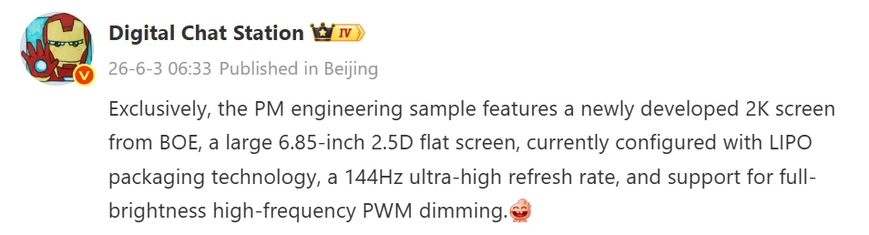 Vivo X500 Pro Max display details