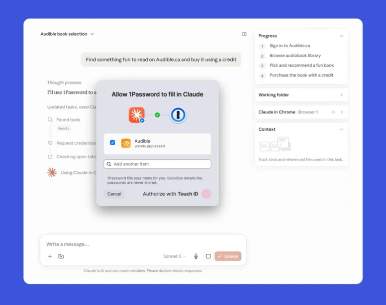 1Password for Claude