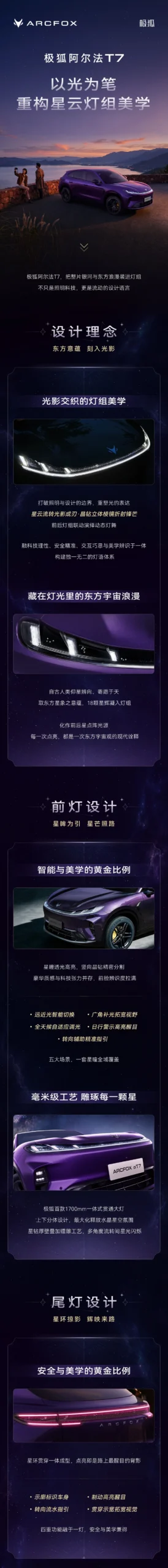 极狐阿尔法 T7「凝夜紫」官图发布:华为乾崑加持,小蓝灯上车