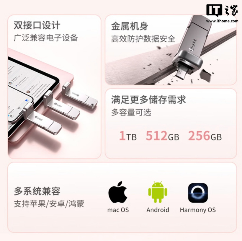 华硕 a 豆高速固态 U 盘上架:读速 500MB/s,提供 128G-1T 版本:280-959 元
