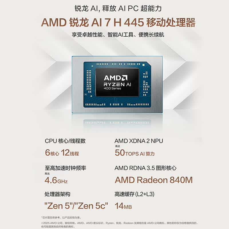 AMD锐龙AI7 H445处理器参数详情