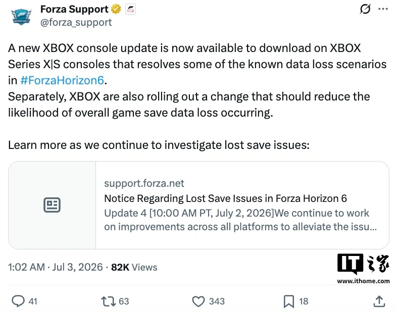 Forza Horizon 6 Update 4 risolve il bug dei salvataggi su Xbox Series X|S