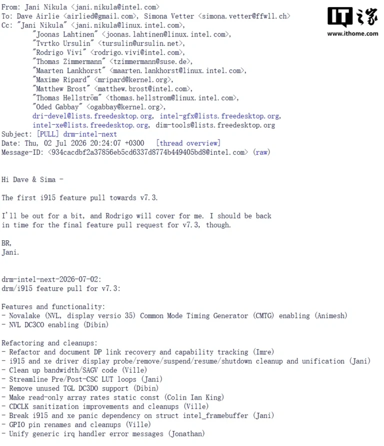 Intel avvia i driver Xe3P per Linux 7.3 in vista di Nova Lake