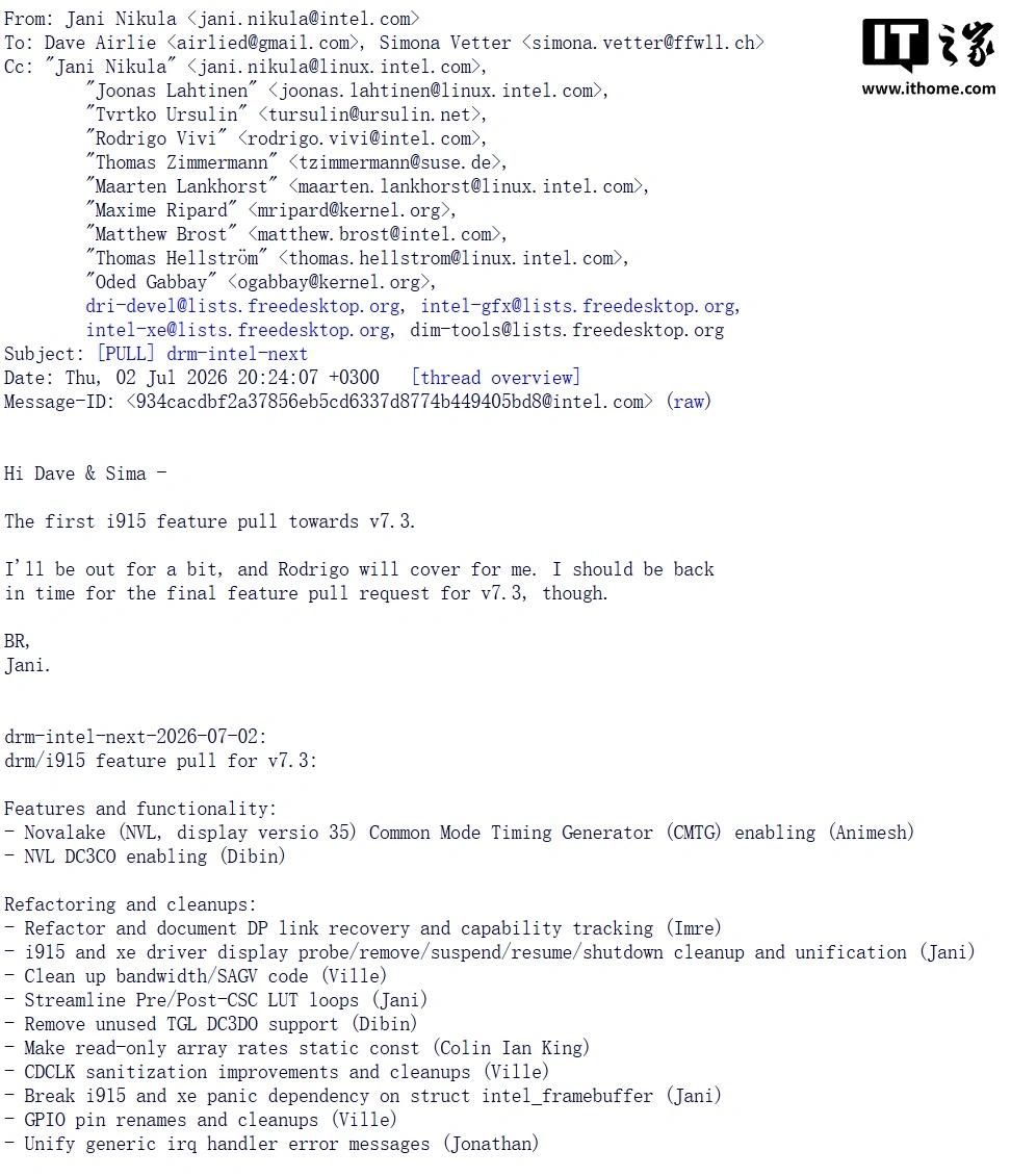 Intel avvia i driver Xe3P per Linux 7.3 in vista di Nova Lake