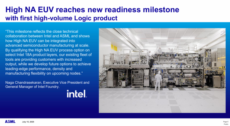 Intel prima al mondo con chip logici High NA EUV ad alto volume