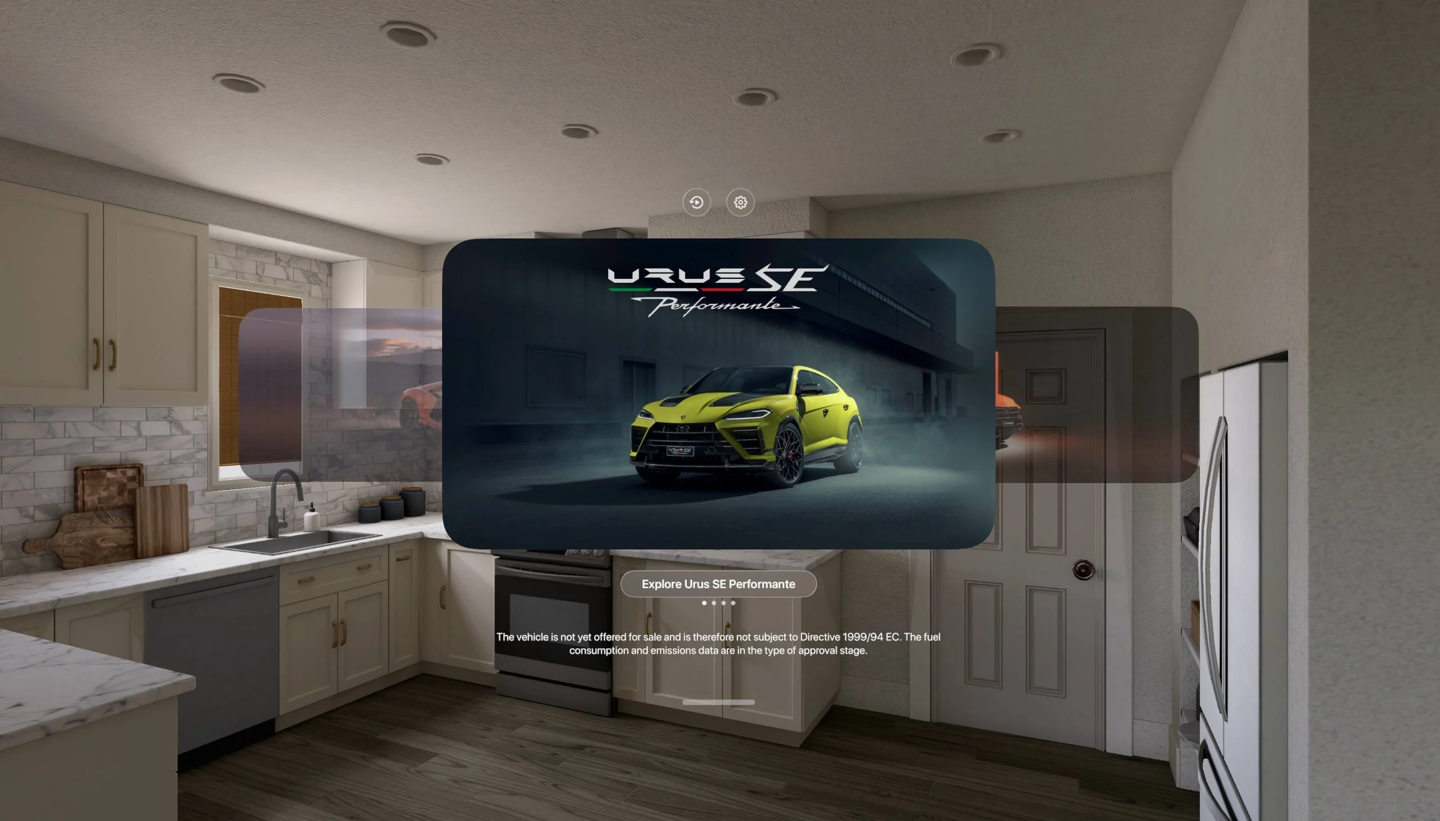 兰博基尼发布 Vision Pro 应用:Urus SE 等 4 款车型,支持 1:1 实车投放